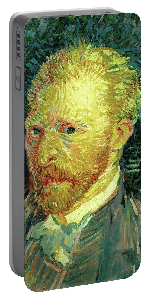 Vincent Van Gogh Portable Battery Charger featuring the painting Self-portrait. Oil on canvas -1887- 44.1 x 35.1 cm R.F. 1947-28. VINCENT VAN GOGH . by Vincent van Gogh -1853-1890-