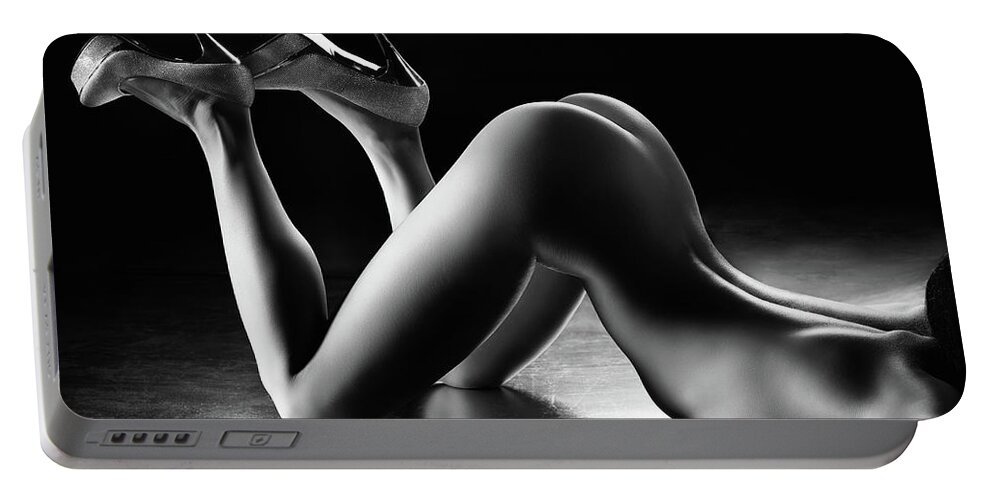 Woman Portable Battery Charger featuring the photograph Sensual nude body curves by Johan Swanepoel