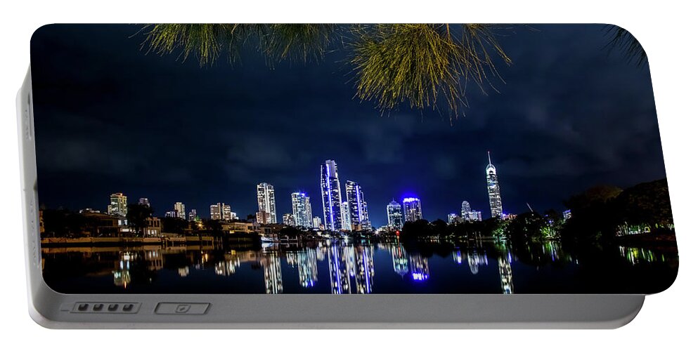 Gold Coast Skyline Portable Battery Charger featuring the photograph Serene Skyline by Az Jackson