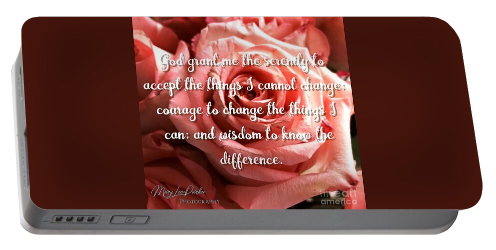 Roses Portable Battery Charger featuring the mixed media Serenity Prayer II by MaryLee Parker