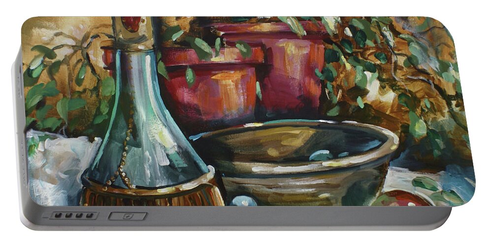 Still Life Portable Battery Charger featuring the painting Settled by Michael Lang