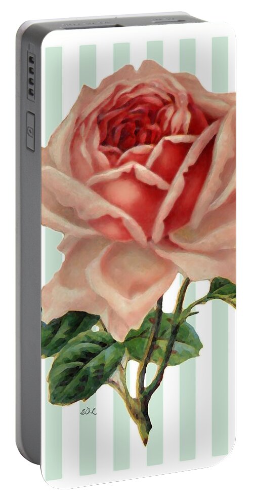 Shades Of Coral Painted Rose Portable Battery Charger featuring the photograph Shades of Coral Painted Rose by Sandi OReilly