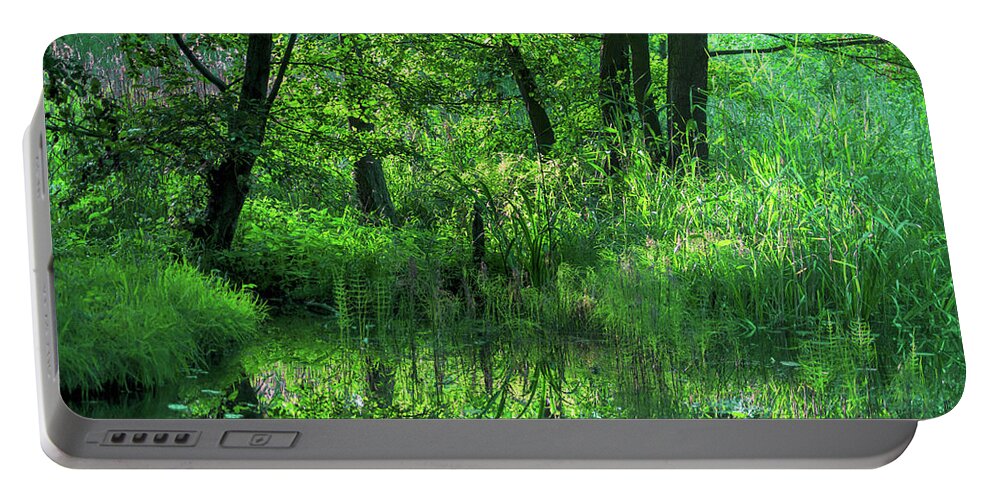 Spreewald Portable Battery Charger featuring the photograph Shades of green in the Spreewald by Sun Travels