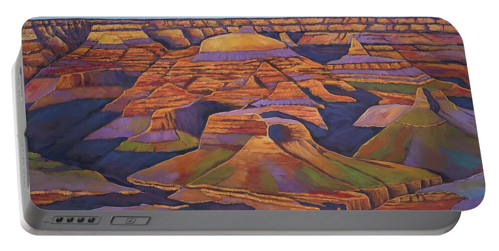 Grand Canyon Portable Battery Charger featuring the painting Shadows and Breezes by Johnathan Harris