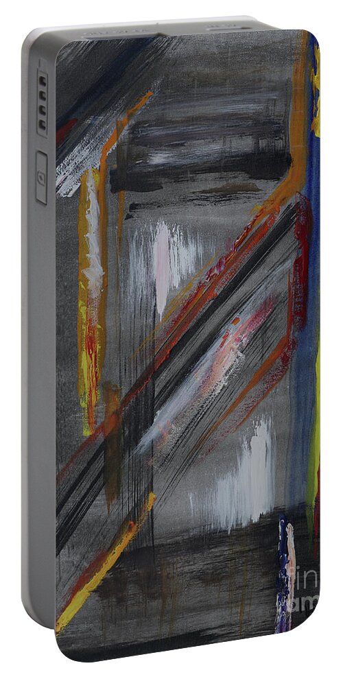 Abstract Portable Battery Charger featuring the painting Shaft by Karen Fleschler