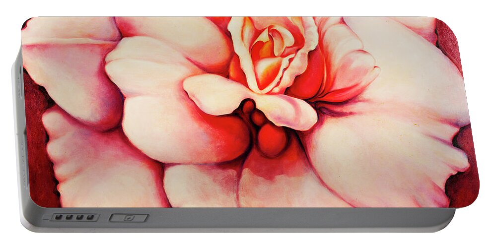 Blooms.large Rose Portable Battery Charger featuring the painting Sheer Bliss by Jordana Sands