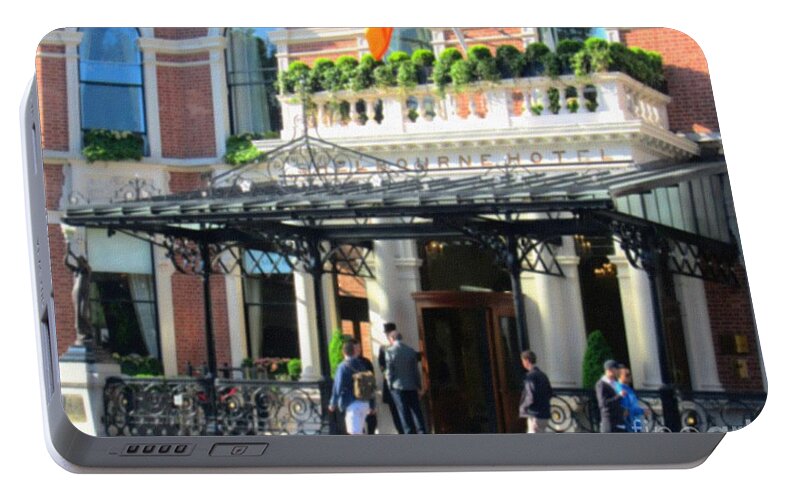 Shelbourne Hotel Dublin Portable Battery Charger featuring the painting Art prints of Shelbourne hotel - dublin semi abstract by Mary Cahalan Lee - aka PIXI