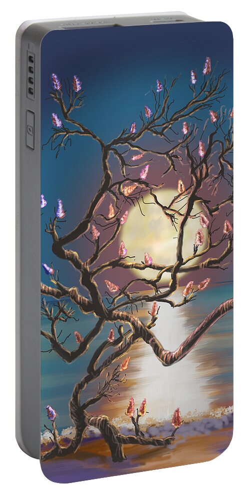 Lido Beach Portable Battery Charger featuring the digital art Shell Tree Glow by Gary F Richards