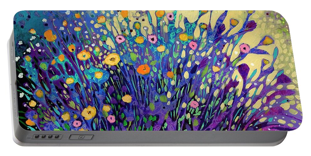 Poppy Portable Battery Charger featuring the painting Shining Light Onto My Shadows by Jennifer Lommers