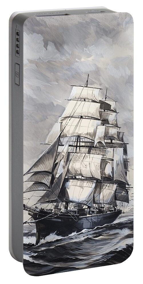 Ships Portable Battery Charger featuring the painting Ship At Sea by English School