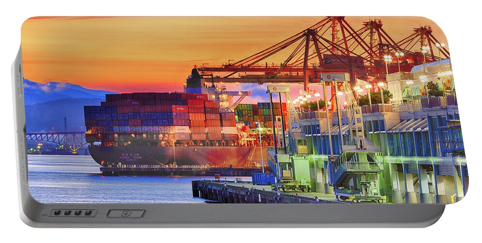 British Columbia Portable Battery Charger featuring the photograph Shipping Sunrise by Briand Sanderson