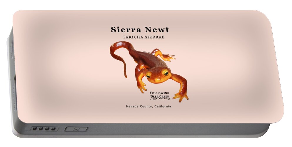 Newt Portable Battery Charger featuring the digital art Sierra Newt - Black text by Lisa Redfern