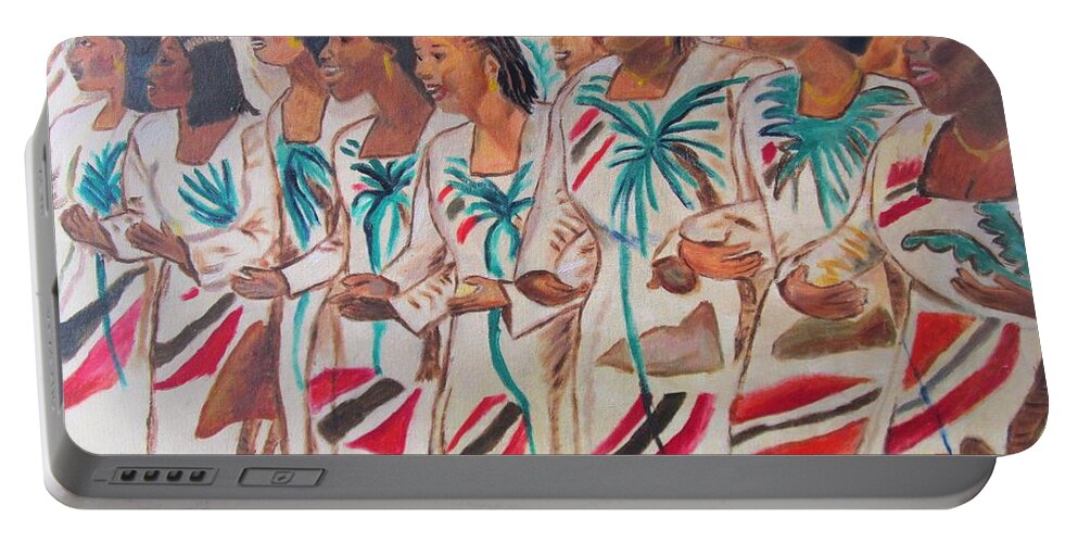 Tobago Portable Battery Charger featuring the painting Signall Hill Tobago Alumni Choir by Jennylynd James
