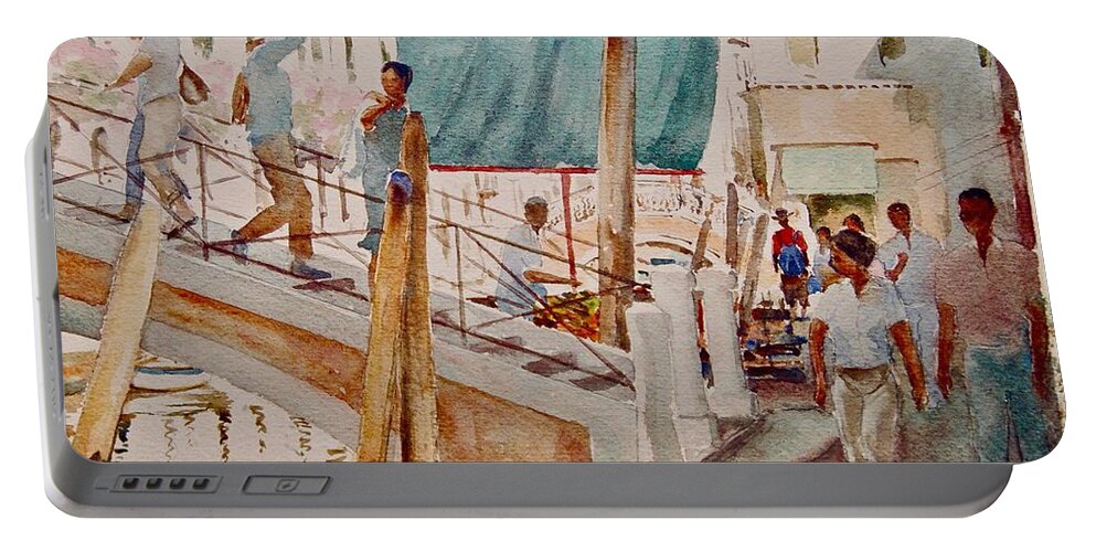 Travel Portable Battery Charger featuring the painting Silhouettes Ponte Dei Pugni by Clive Wilson