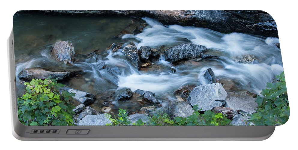 River Portable Battery Charger featuring the photograph Silky Mountain Water Stream in North Carolina by Dale Powell