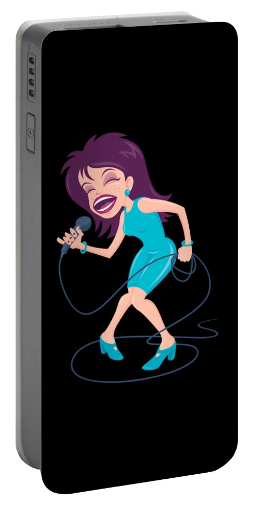 Artist Portable Battery Charger featuring the digital art Singing Diva Female Pop Star by John Schwegel