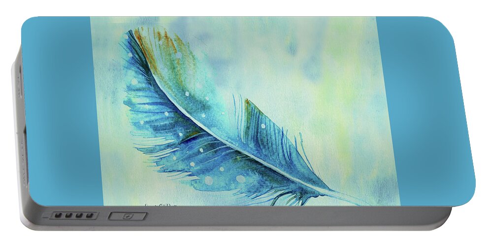 Single Shades Of Blue Feather Portable Battery Charger featuring the photograph Shades of Blue Feather by Sandi OReilly