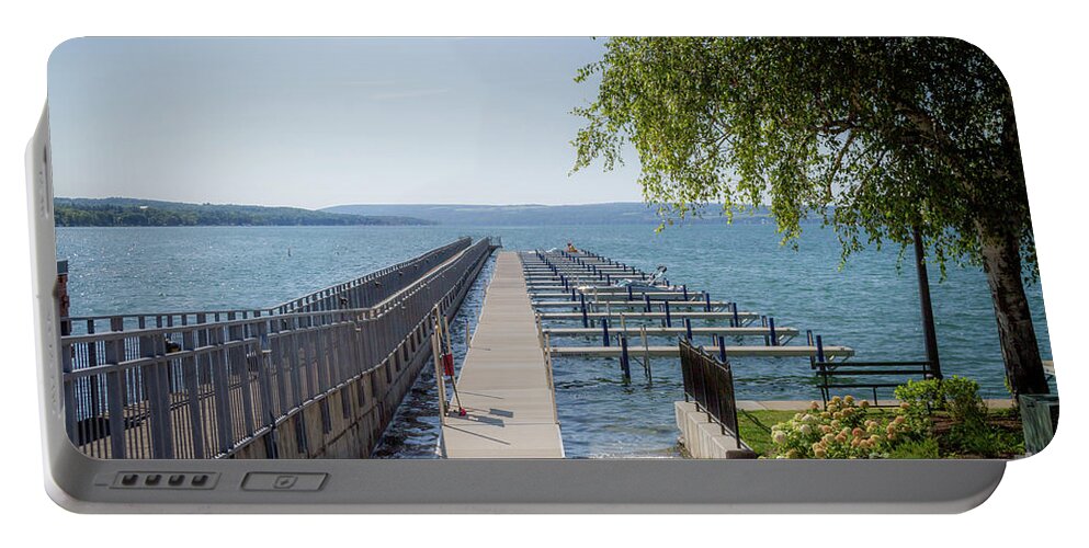Boat Slips Portable Battery Charger featuring the photograph Skaneateles City Pier by William Norton