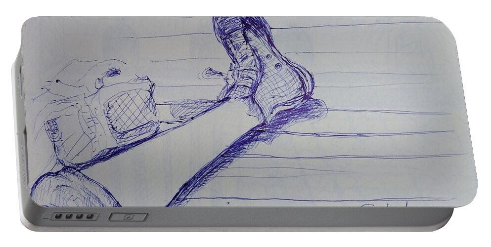 Leg Portable Battery Charger featuring the drawing Sketching a leg by Sukalya Chearanantana