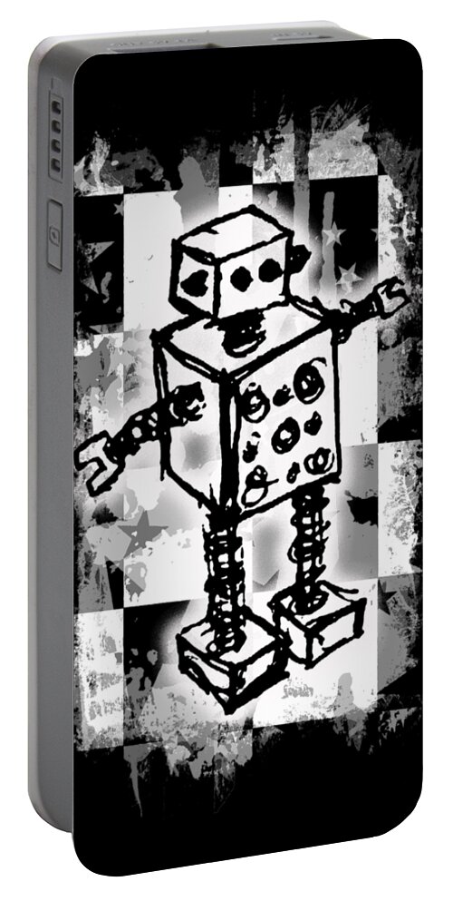 Robot Portable Battery Charger featuring the digital art Sketched Robot Graphic by Roseanne Jones