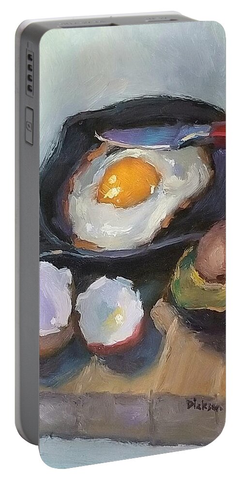 Impressionism Portable Battery Charger featuring the painting Skillet breakfast by Jeff Dickson