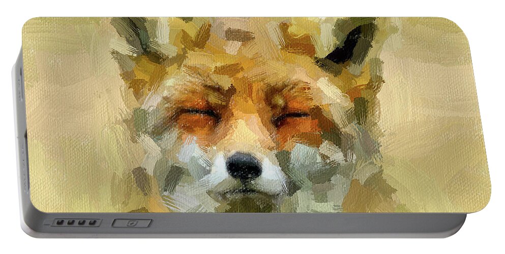 Fox Portable Battery Charger featuring the digital art Sleepy Fox by Tanya Gordeeva