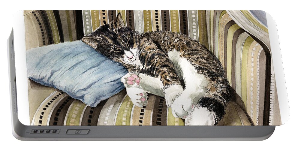 Cat Portable Battery Charger featuring the painting Slumber Party by Louise Howarth