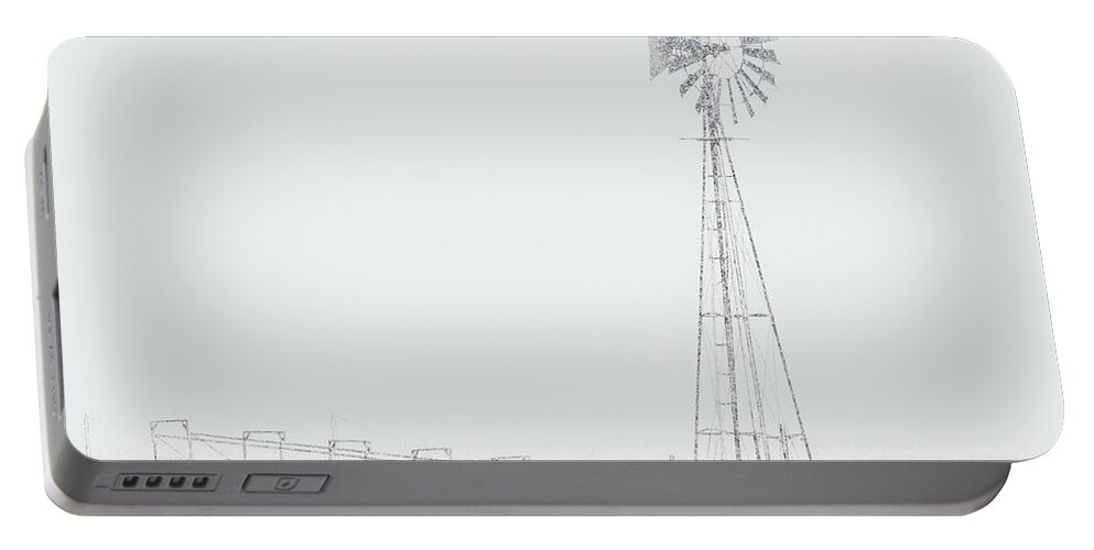 Kansas Portable Battery Charger featuring the photograph Snow and Windmill 03 by Rob Graham
