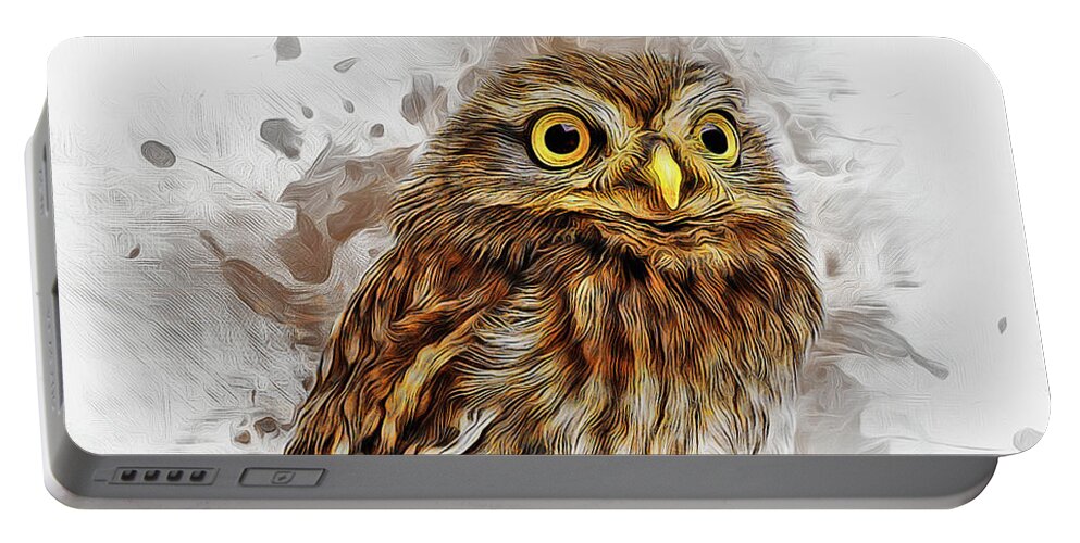 Owl Portable Battery Charger featuring the painting Snow Owl by Ian Mitchell