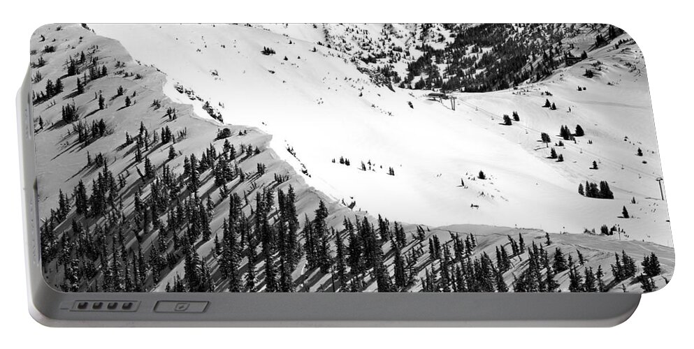 Snowbird Portable Battery Charger featuring the photograph Snowbird Baldy Ridgeline Black And White by Adam Jewell