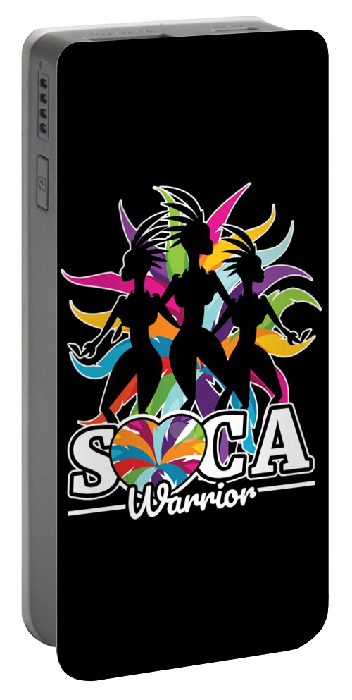 Dancehall Portable Battery Charger featuring the digital art Soca Warrior design Party Gift for Carnival Music and Wining Caribbean Reggae Dancehall Culture Wine and Grind by Martin Hicks