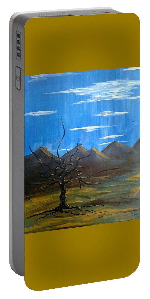 Tree Portable Battery Charger featuring the painting Solo and Beautiful by Aaron Bombalicki