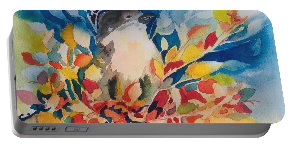 Bird Portable Battery Charger featuring the painting Song bird by Sonia Mocnik