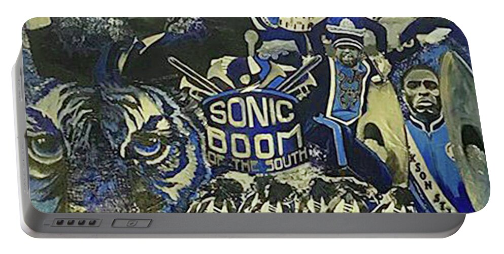 Jsu Sonic Boom Portable Battery Charger featuring the painting Sonic Boom by Femme Blaicasso