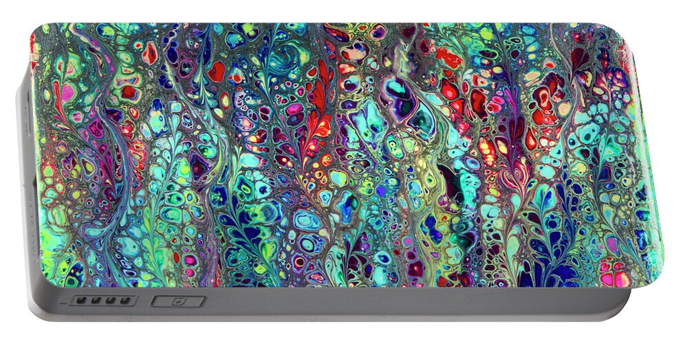 Poured Acrylics Portable Battery Charger featuring the painting Sorcerer's Garden by Lucy Arnold