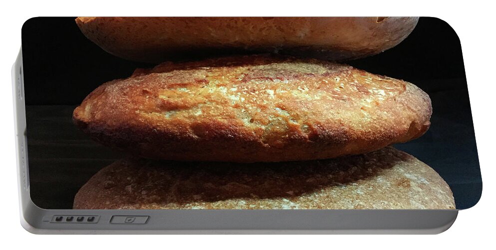 Bread Portable Battery Charger featuring the photograph Sourdough Bread Stack 1 by Amy E Fraser
