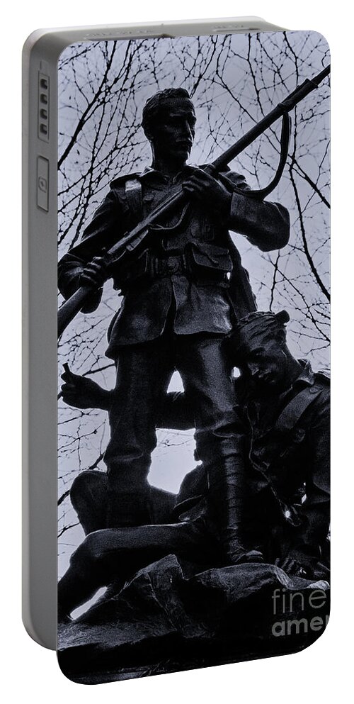 South African War Memorial Portable Battery Charger featuring the photograph South African War Memorial in Black and White by Pics By Tony