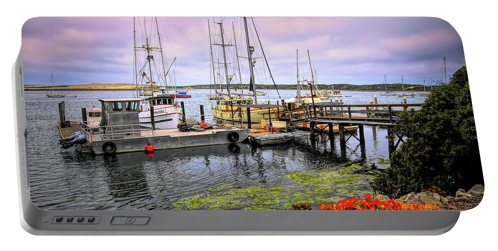 South Bay Working Dock Morro Bay California Portable Battery Charger featuring the photograph 01 South Bay Working Dock Morro Bay California by Floyd Snyder