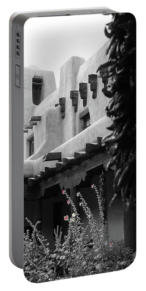 Hollyhocks Portable Battery Charger featuring the photograph Southwest Hollyhocks by Glory Ann Penington