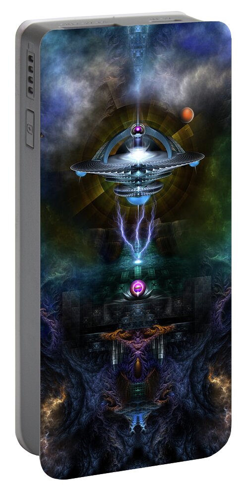 Space Station Portable Battery Charger featuring the digital art Space Station Ansarious by Rolando Burbon