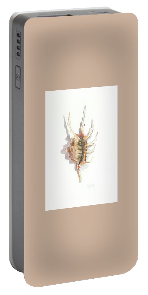 Conch Portable Battery Charger featuring the painting SpiderConch by Maggii Sarfaty