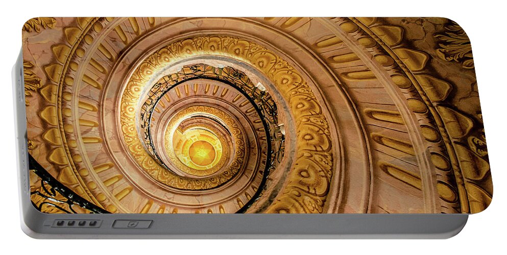 Curve Portable Battery Charger featuring the photograph Spiral Staircase - Melk Abbey by Tito Slack