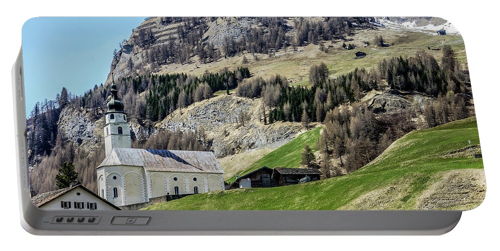 Dawn Richards Portable Battery Charger featuring the photograph Splugen View 1, Switzerland by Dawn Richards