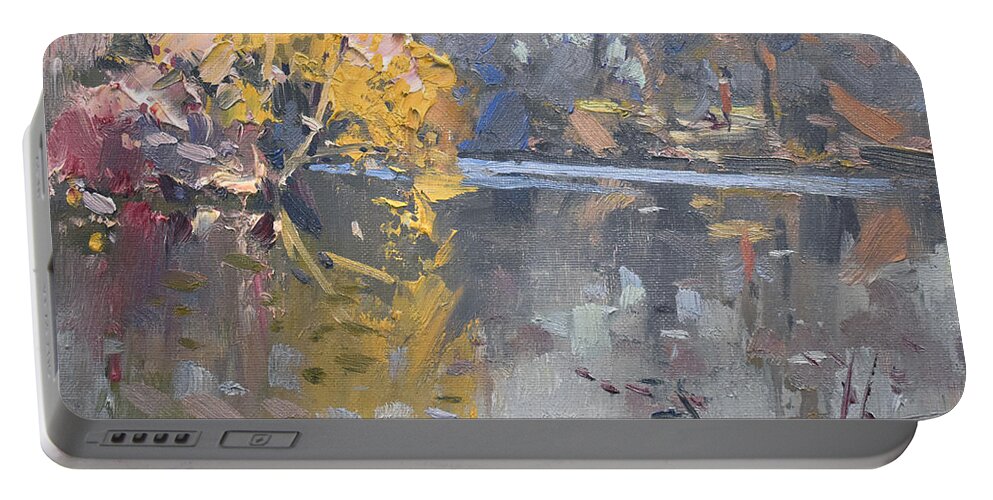  Hyde Park Portable Battery Charger featuring the painting Spring at Hyde Park by Ylli Haruni