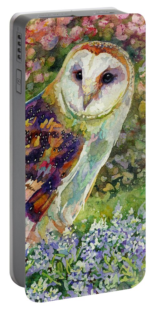 Owl Portable Battery Charger featuring the painting Spring Attraction by Hailey E Herrera