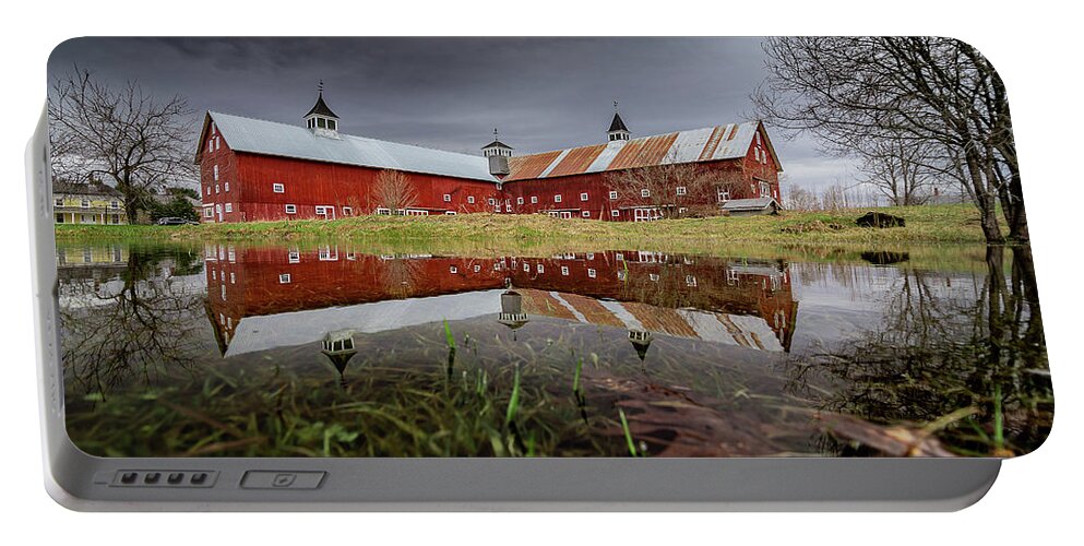 Barn Portable Battery Charger featuring the photograph Spring Barn Reflection by Tim Kirchoff
