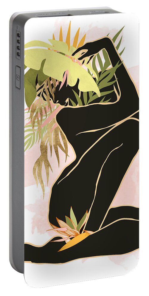 Spring Portable Battery Charger featuring the digital art Spring Floral I by Spacefrog Designs