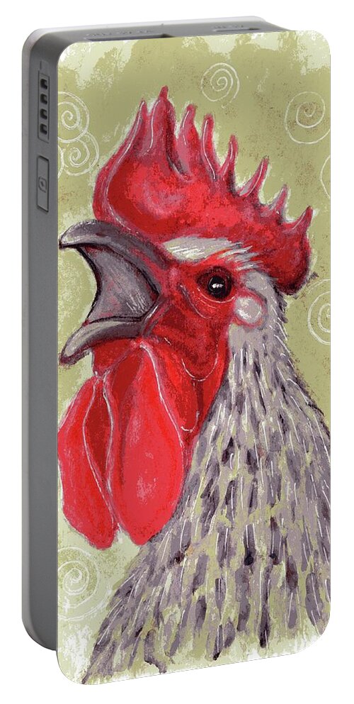 Chicken Portable Battery Charger featuring the painting Squawk Box by Karren Case