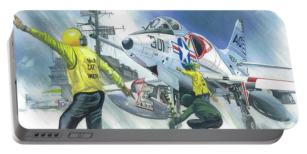 Skyhawk Portable Battery Charger featuring the painting Ssdd by Simon Read