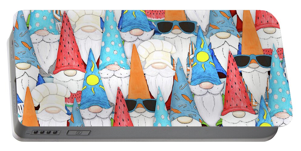 Staggered Portable Battery Charger featuring the digital art Staggered Gnomes Pattern by Hugo Edwins